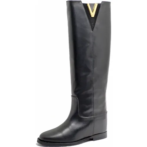 Damen Hohe Stiefel 3990 Santamonica Nero Aw23 , Damen, Größe: 41 EU - Via Roma 15 - Modalova