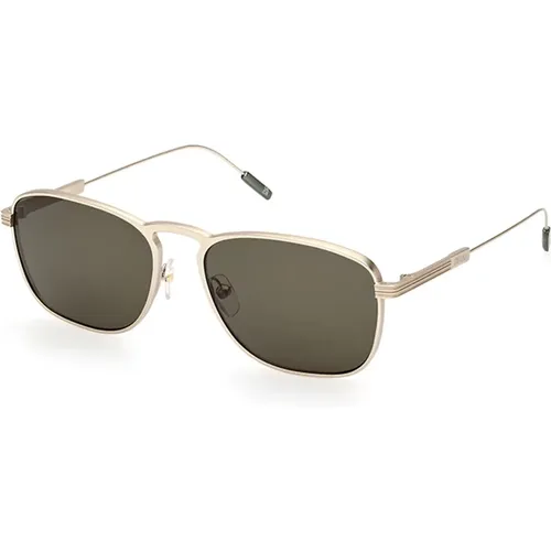 Gold Frame Green Lens Sunglasses , male, Sizes: 56 MM - Ermenegildo Zegna - Modalova