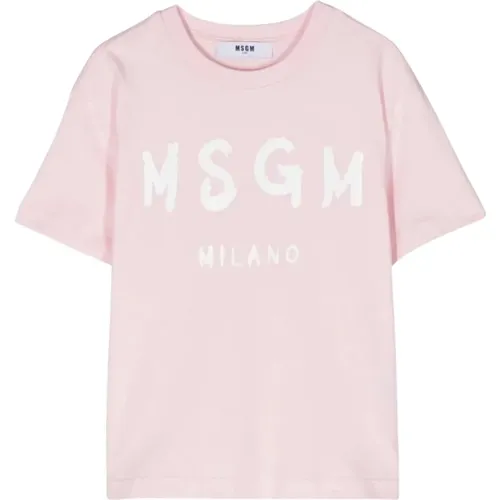 Gepinseltes Logo Mädchen T-Shirt - Msgm - Modalova