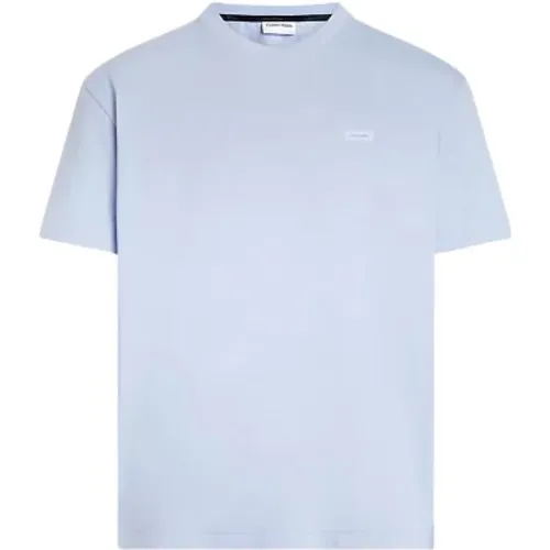 Stretch Slim Fit T-Shirt Hellblau , Herren, Größe: L - Calvin Klein - Modalova