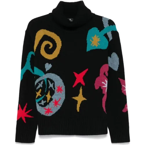 Intarsia Knit Sweater Black , female, Sizes: M, S, XS - Paul Smith - Modalova