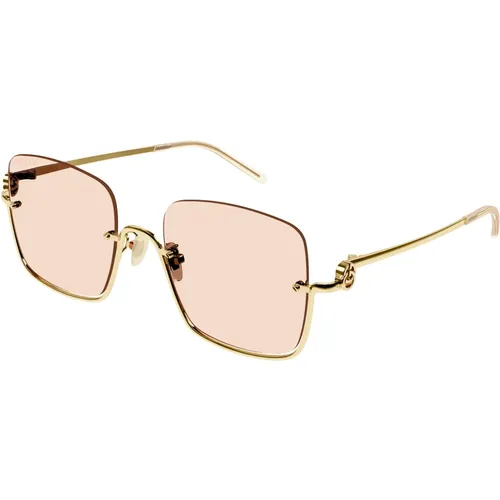 Gold/Light Pink Sunglasses , female, Sizes: 54 MM - Gucci - Modalova