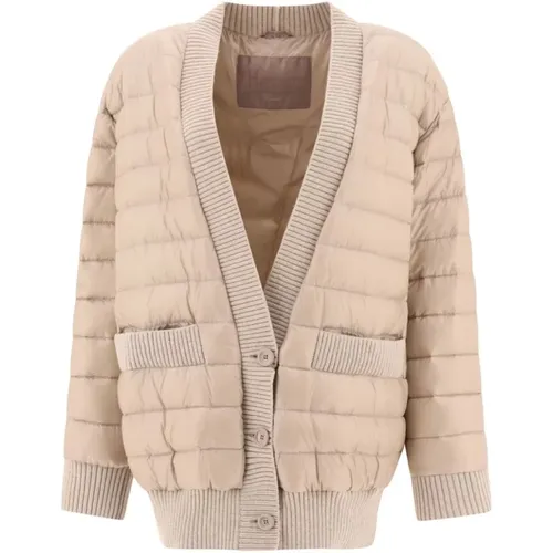 Beiger Cardigan Daunenjacke mit Taschen - Herno - Modalova