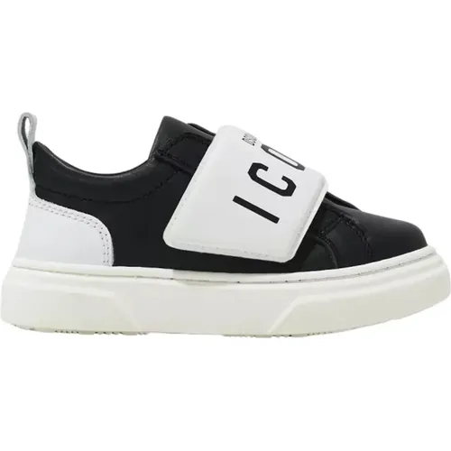 Schwarze Leder Kinder Sneakers mit Logo - Dsquared2 - Modalova