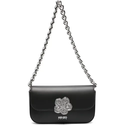 Schwarze Boke Flower-Plaque Leder-Schultertasche - Kenzo - Modalova