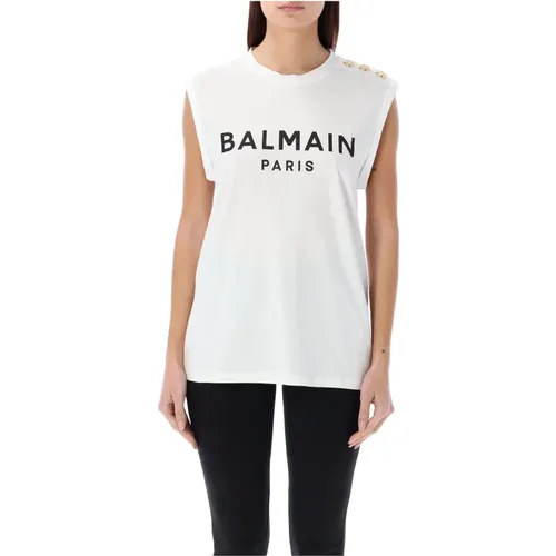 Weiße Tank Top Damen T-Shirt , Damen, Größe: L - Balmain - Modalova