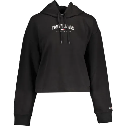 Schwarzer Hoodie mit Druck und Logo , Herren, Größe: L - Tommy Hilfiger - Modalova