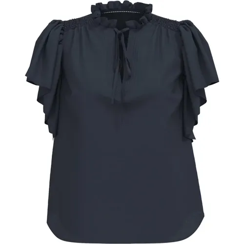 Feminine Frill Top Blouse Ink , female, Sizes: M, S, XS, L, XL - Co'Couture - Modalova