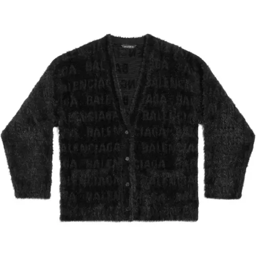 Logo Cardigan Faux-Fur Design , female, Sizes: L, XL, M - Balenciaga - Modalova