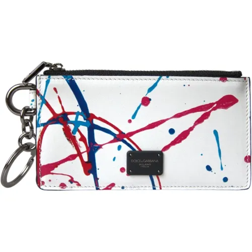 Leather Zip Logo Keychain Wallet , female, Sizes: ONE SIZE - Dolce & Gabbana - Modalova