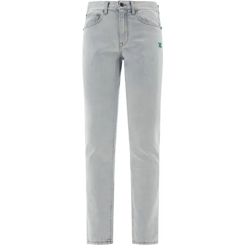 Denim Jeans with Logo Detail , male, Sizes: W30 - Off White - Modalova