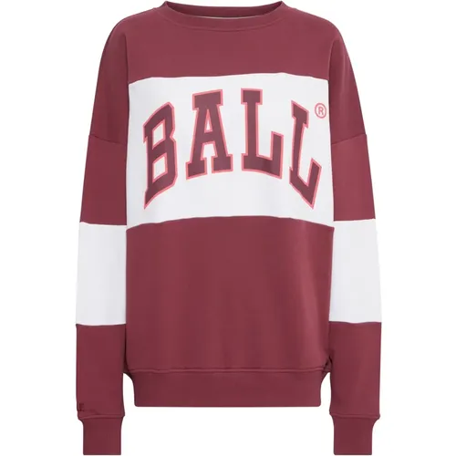 Burgundy Sweatshirt mit Cool Print , Damen, Größe: L - Ball - Modalova