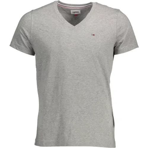 Graues Baumwolle Herren T-Shirt , Herren, Größe: M - Tommy Hilfiger - Modalova