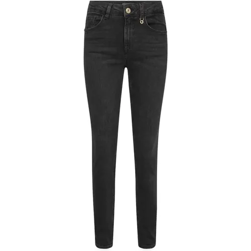 Slim-Fit Embroidered Jeans Dark Grey , female, Sizes: W30, W26, W27, W25, W28, W32 - MOS MOSH - Modalova