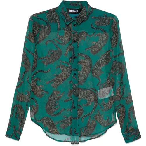 Grüne Shirts für Frauen Aw24 , Damen, Größe: 2XS - Just Cavalli - Modalova