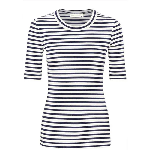 Striped T-Shirt Top - Whisper White/Midnight Magic , female, Sizes: 3XL - InWear - Modalova