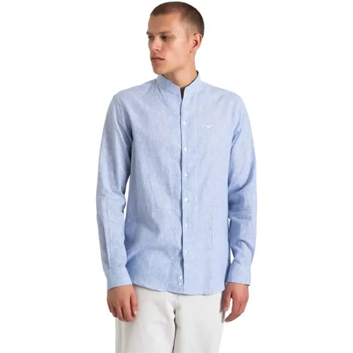 Modern Fit Leinen Baumwoll Hemd , Herren, Größe: XL - Emporio Armani - Modalova
