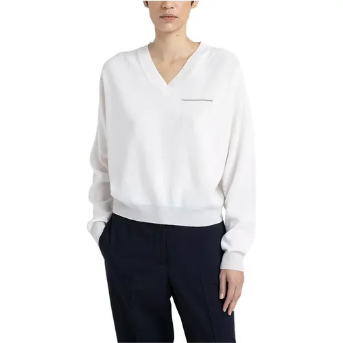 V-Ausschnitt Pullover aus reinem Kaschmir , Damen, Größe: M - PESERICO - Modalova