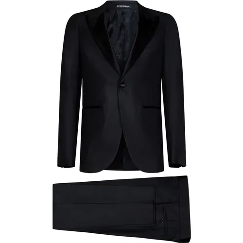 Schwarzer Einreiher Anzug - Emporio Armani - Modalova