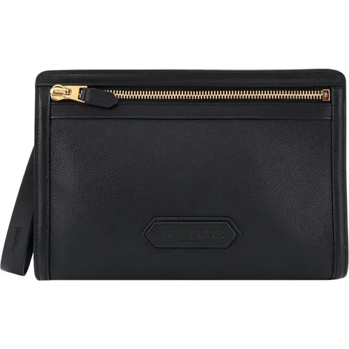 Leather Clutch Zip Closure , male, Sizes: ONE SIZE - Tom Ford - Modalova