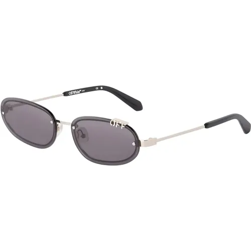 Miami Oval Sunglasses Dark Grey , unisex, Sizes: 60 MM - Off White - Modalova