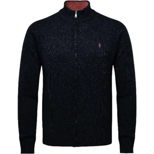 Marineblauer Lamswoll-Cardigan , Herren, Größe: L - MCS - Modalova