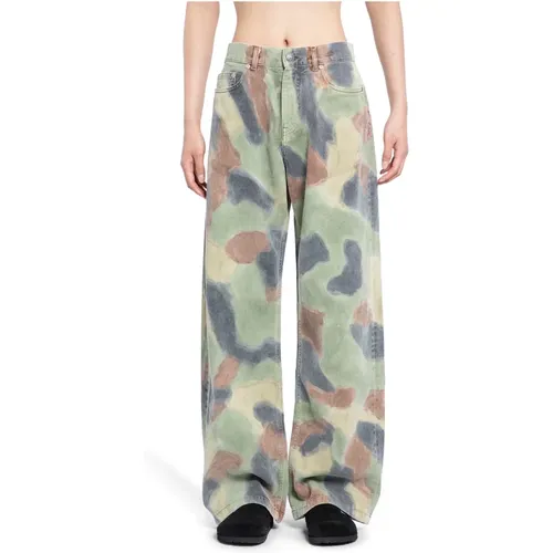 Camo Military Grey Loose Pants , male, Sizes: W32, W33, W29, W31, W30 - Palm Angels - Modalova