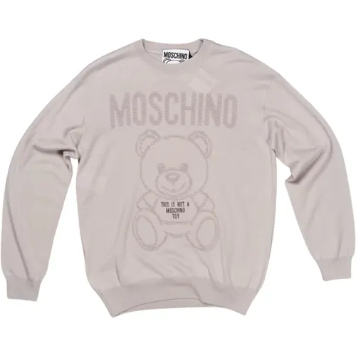 Grey Sweaters for Men , male, Sizes: XL, L, M - Moschino - Modalova