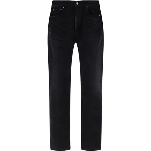 Schwarze Baumwoll-Denim-Jeans , Herren, Größe: W31 - Saint Laurent - Modalova