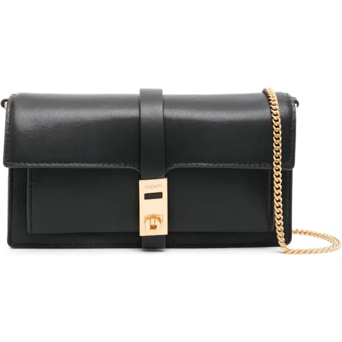 Schwarze Leder Casual Clutch Tasche - DKNY - Modalova