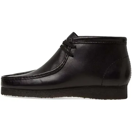 Klassischer Wallabee Stiefel Schwarz Leder , Herren, Größe: 43 EU - Clarks - Modalova