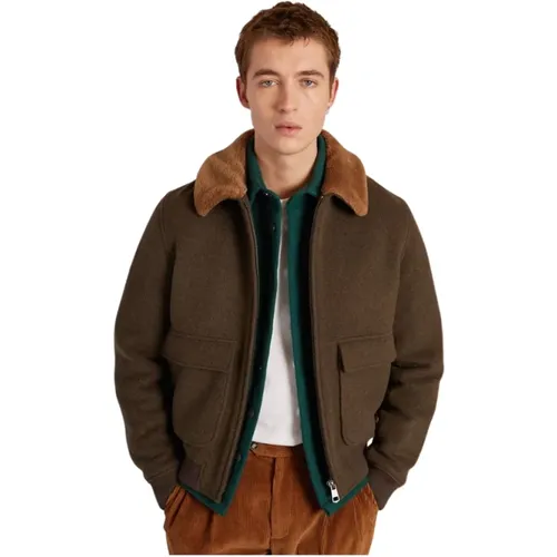 Camel sheepskin collar jacket , male, Sizes: L, XL, S - L'Exception Paris - Modalova