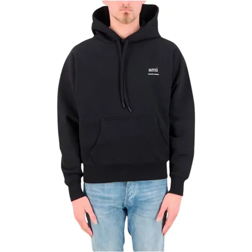 Box Cut Unisex Hoodie , male, Sizes: XS, S - Ami Paris - Modalova