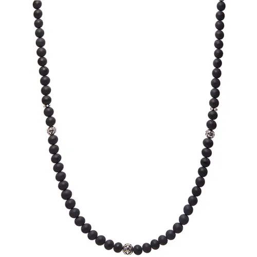 Matte Onyx Silver Necklace Handmade Los Angeles , male, Sizes: ONE SIZE - Nialaya - Modalova