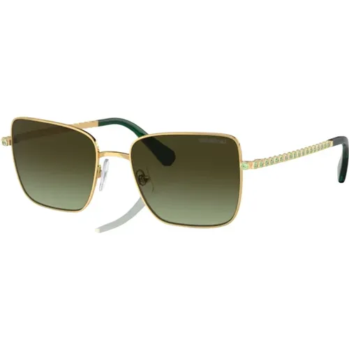 Gold Green Shaded Sonnenbrillen , Damen, Größe: 53 MM - Swarovski - Modalova