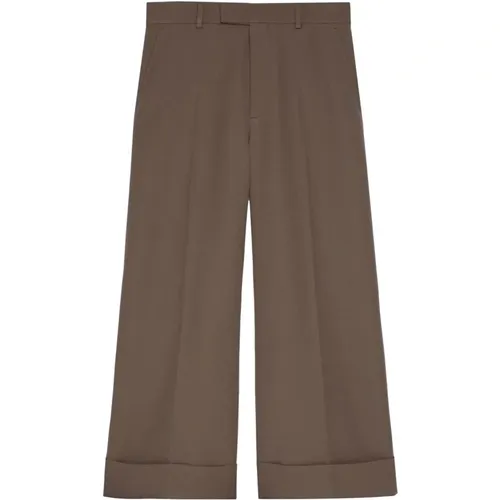 Wool Wide Leg Trousers , male, Sizes: L, M - Gucci - Modalova