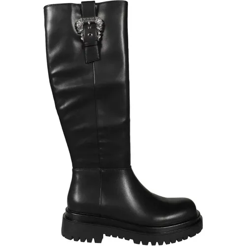 Kniehohe Stiefel mit seitlichem Reißverschluss , Damen, Größe: 38 EU - Versace Jeans Couture - Modalova