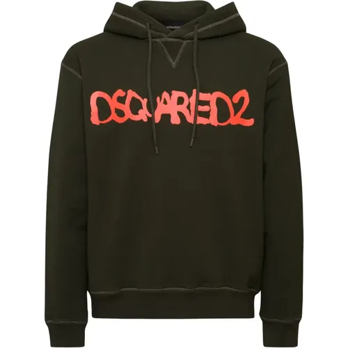 Dark Cotton Hoodie , male, Sizes: S - Dsquared2 - Modalova