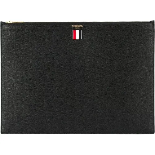 Leather Laptop Holder Zipper , male, Sizes: ONE SIZE - Thom Browne - Modalova