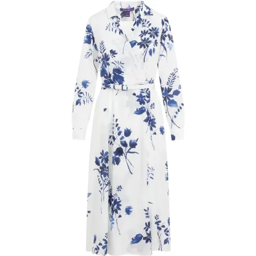 Floral Midi Dress White Viscose , female, Sizes: S, XS - Ralph Lauren - Modalova