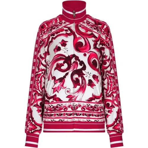 Majolica-print Bomber Jacket , female, Sizes: S - Dolce & Gabbana - Modalova