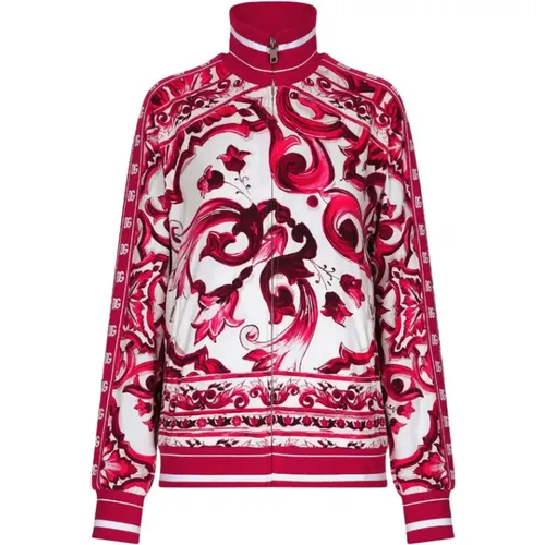 Majolica-print Bomber Jacket , female, Sizes: XS, S - Dolce & Gabbana - Modalova