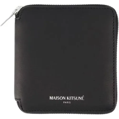 Leather Zipped Wallet with Multiple Compartments , unisex, Sizes: ONE SIZE - Maison Kitsuné - Modalova