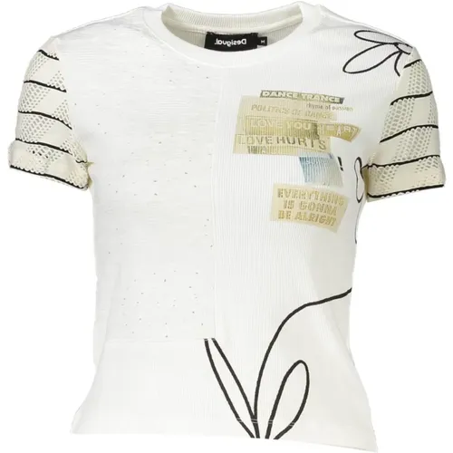 Kurzarm Rundhals Bedrucktes T-Shirt , Damen, Größe: M - Desigual - Modalova