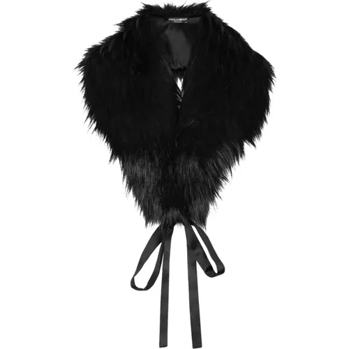 Ribbon Fastening Faux-Fur Scarf , female, Sizes: ONE SIZE - Dolce & Gabbana - Modalova
