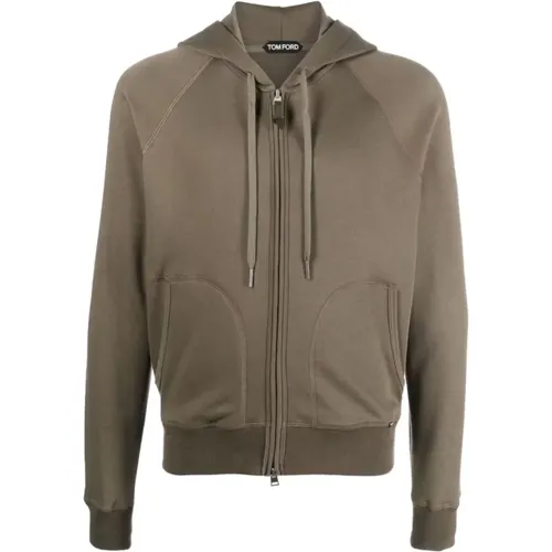 Ultra Soft Cotton Hoodie with External Pockets , male, Sizes: M - Tom Ford - Modalova