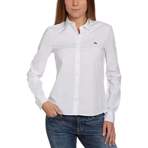 Slim Fit Hemd mit Grüner Krokodil , Damen, Größe: 2XL - Lacoste - Modalova