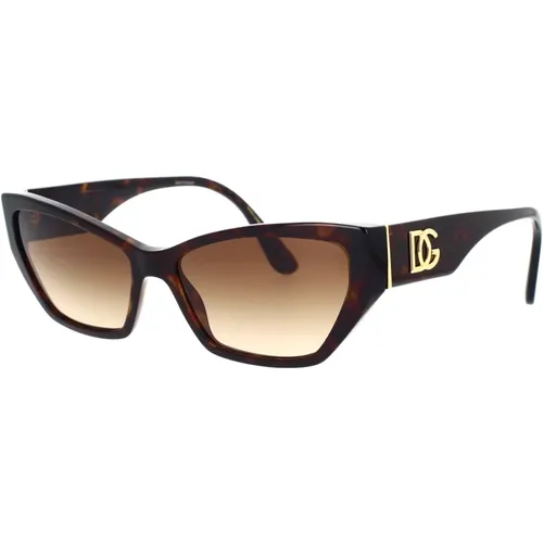 Cat-Eye Sunglasses with Gold Logo Detail , female, Sizes: 58 MM - Dolce & Gabbana - Modalova
