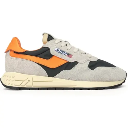 Graue und schwarze Sneaker mit orangefarbenen Details , Herren, Größe: 40 EU - Autry - Modalova