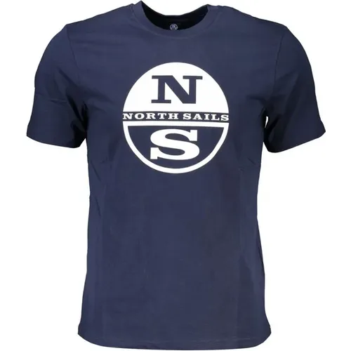 Blau Baumwolle Logo Print T-Shirt , Herren, Größe: S - North Sails - Modalova